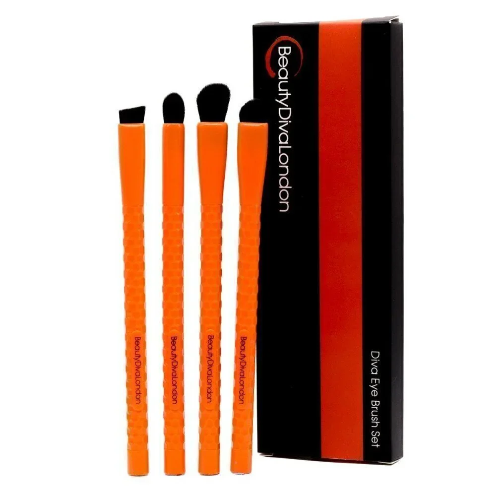 Beauty Diva London BNIB Orange Handle Diva 4 Piece Cruelty Free Eye Brush Set
